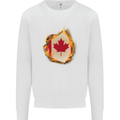 The Canadian Maple Leaf Flag Fire Canada Mens Sweatshirt Jumper White