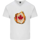 The Canadian Maple Leaf Flag Fire Canada Mens V-Neck Cotton T-Shirt White