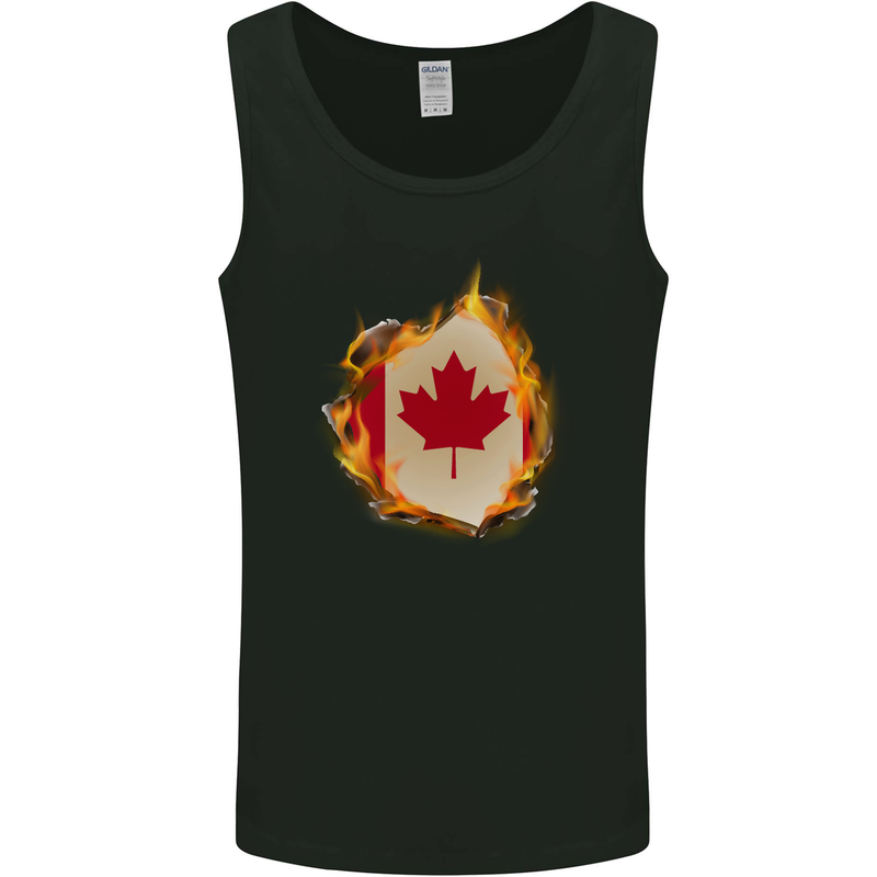The Canadian Maple Leaf Flag Fire Canada Mens Vest Tank Top Black