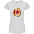 The Canadian Maple Leaf Flag Fire Canada Womens Petite Cut T-Shirt White
