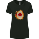 The Canadian Maple Leaf Flag Fire Canada Womens Wider Cut T-Shirt Black