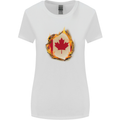 The Canadian Maple Leaf Flag Fire Canada Womens Wider Cut T-Shirt White