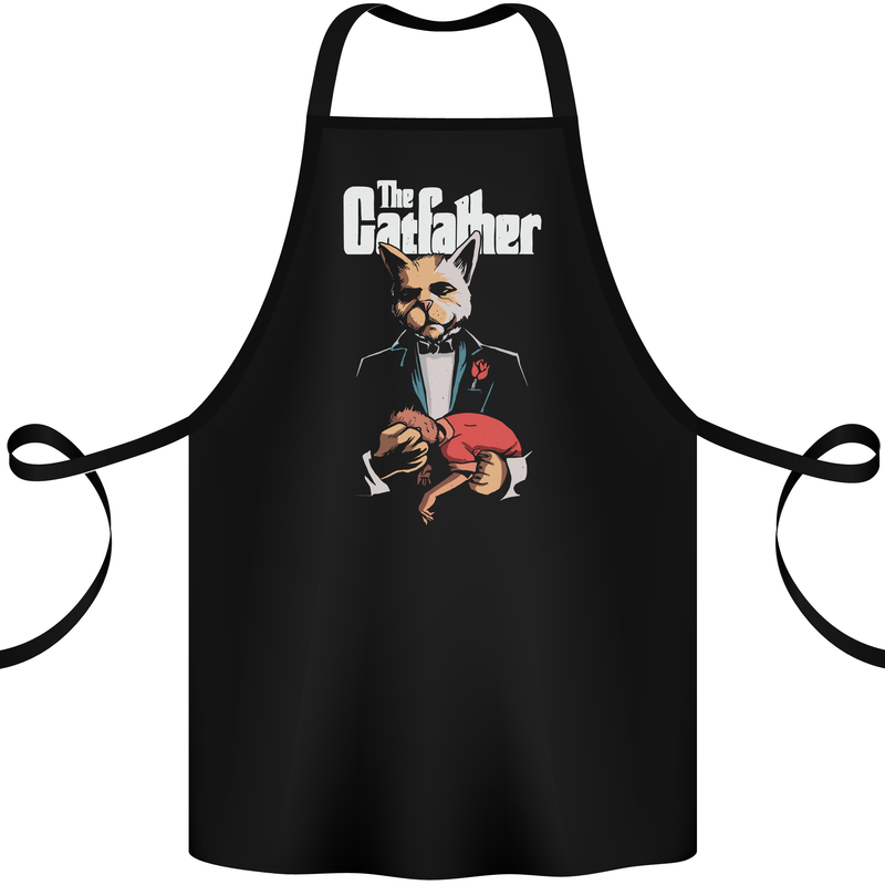 The Cat Father Funny Parody Cotton Apron 100% Organic Black