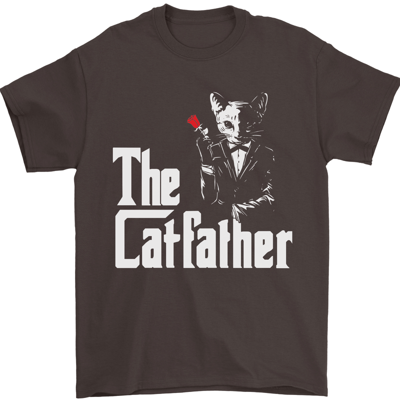 The Cat Father Parody Kitten Lover Animal Mens T-Shirt Cotton Gildan Dark Chocolate