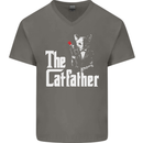 The Cat Father Parody Kitten Lover Animal Mens V-Neck Cotton T-Shirt Charcoal