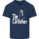 The Cat Father Parody Kitten Lover Animal Mens V-Neck Cotton T-Shirt Navy Blue