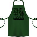 The Cat Owns the House Funny Kitten Cotton Apron 100% Organic Forest Green