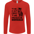 The Cat Owns the House Funny Kitten Mens Long Sleeve T-Shirt Red