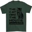 The Cat Owns the House Funny Kitten Mens T-Shirt Cotton Gildan Forest Green