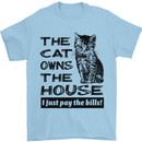 The Cat Owns the House Funny Kitten Mens T-Shirt Cotton Gildan Light Blue