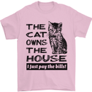 The Cat Owns the House Funny Kitten Mens T-Shirt Cotton Gildan Light Pink