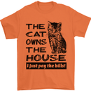 The Cat Owns the House Funny Kitten Mens T-Shirt Cotton Gildan Orange