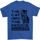 The Cat Owns the House Funny Kitten Mens T-Shirt Cotton Gildan Royal Blue