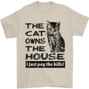 The Cat Owns the House Funny Kitten Mens T-Shirt Cotton Gildan Sand