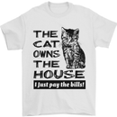 The Cat Owns the House Funny Kitten Mens T-Shirt Cotton Gildan White