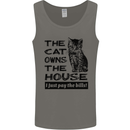 The Cat Owns the House Funny Kitten Mens Vest Tank Top Charcoal