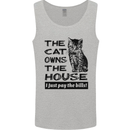 The Cat Owns the House Funny Kitten Mens Vest Tank Top Sports Grey