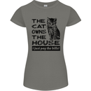 The Cat Owns the House Funny Kitten Womens Petite Cut T-Shirt Charcoal