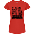 The Cat Owns the House Funny Kitten Womens Petite Cut T-Shirt Red