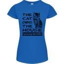 The Cat Owns the House Funny Kitten Womens Petite Cut T-Shirt Royal Blue