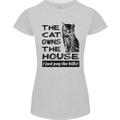 The Cat Owns the House Funny Kitten Womens Petite Cut T-Shirt Sports Grey