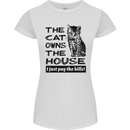 The Cat Owns the House Funny Kitten Womens Petite Cut T-Shirt White