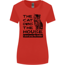 The Cat Owns the House Funny Kitten Womens Wider Cut T-Shirt Red