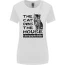 The Cat Owns the House Funny Kitten Womens Wider Cut T-Shirt White