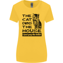 The Cat Owns the House Funny Kitten Womens Wider Cut T-Shirt Yellow