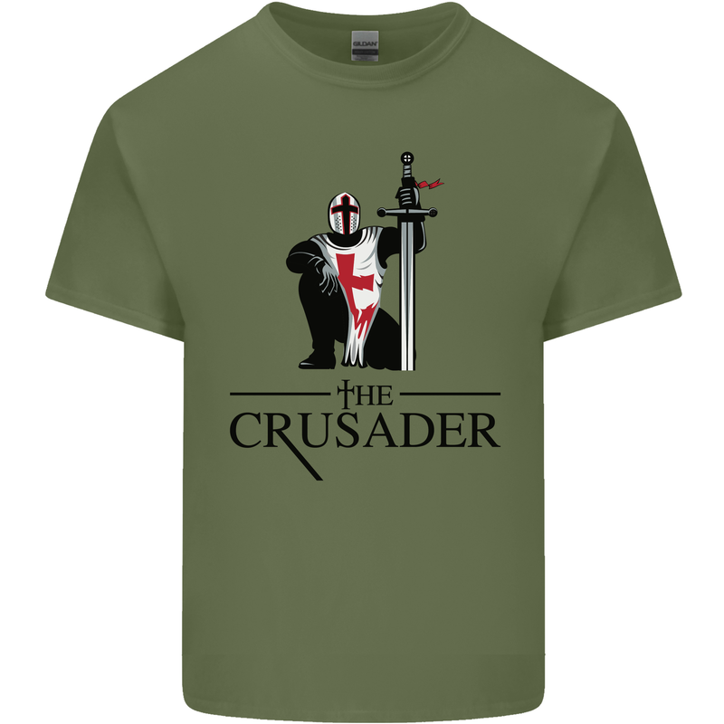 The Cusader Knights Templar St Georges Day Mens Cotton T-Shirt Tee Top Military Green