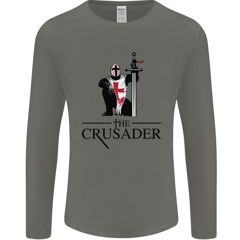 The Cusader Knights Templar St Georges Day Mens Long Sleeve T-Shirt Charcoal