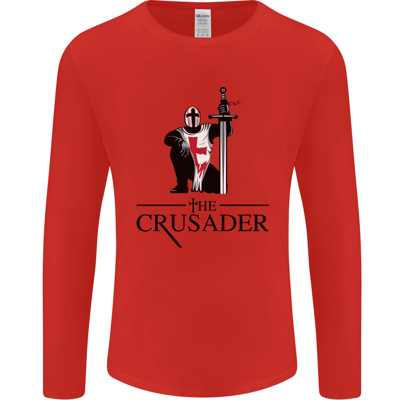 The Cusader Knights Templar St Georges Day Mens Long Sleeve T-Shirt Red