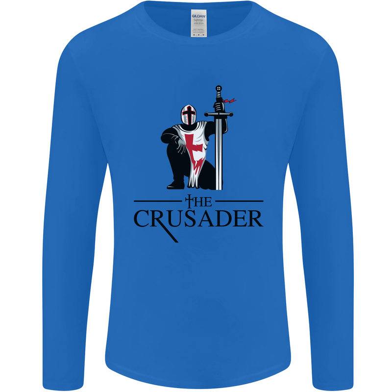 The Cusader Knights Templar St Georges Day Mens Long Sleeve T-Shirt Royal Blue