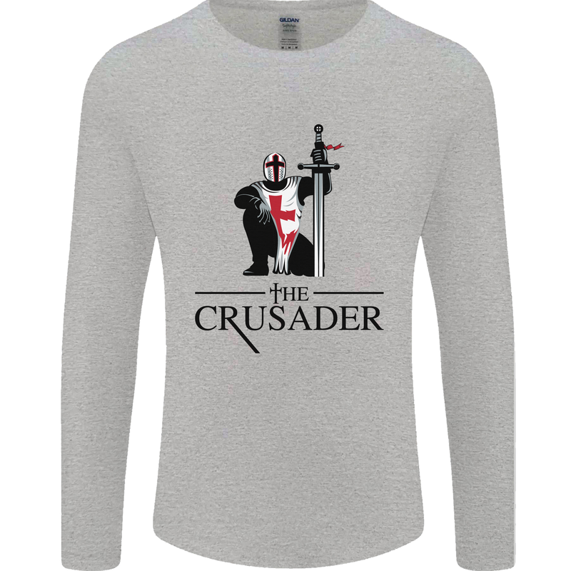The Cusader Knights Templar St Georges Day Mens Long Sleeve T-Shirt Sports Grey
