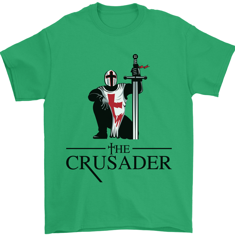 The Cusader Knights Templar St Georges Day Mens T-Shirt Cotton Gildan Irish Green