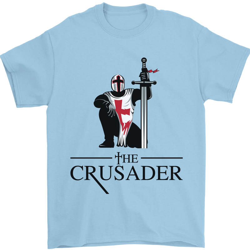 The Cusader Knights Templar St Georges Day Mens T-Shirt Cotton Gildan Light Blue