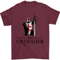 The Cusader Knights Templar St Georges Day Mens T-Shirt Cotton Gildan Maroon