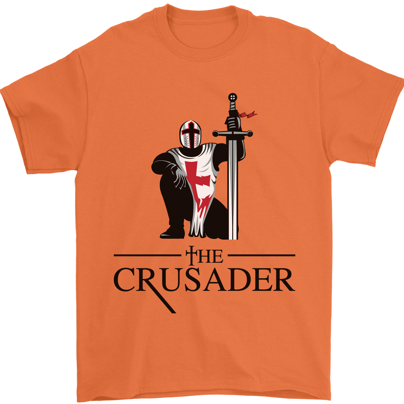The Cusader Knights Templar St Georges Day Mens T-Shirt Cotton Gildan Orange