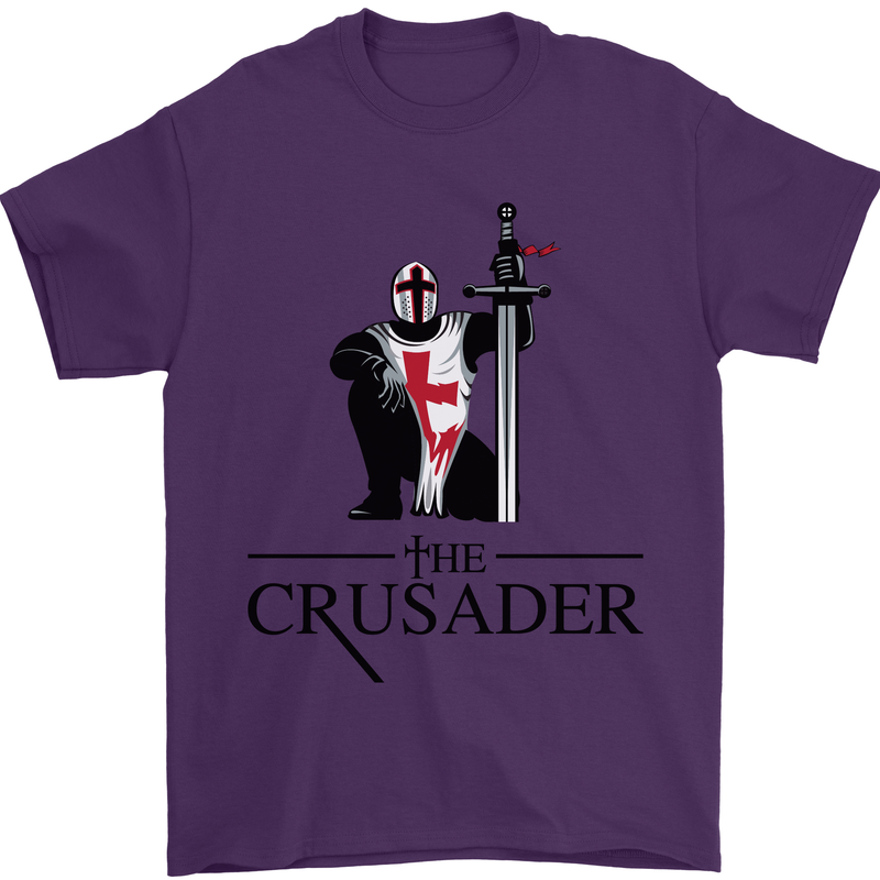 The Cusader Knights Templar St Georges Day Mens T-Shirt Cotton Gildan Purple