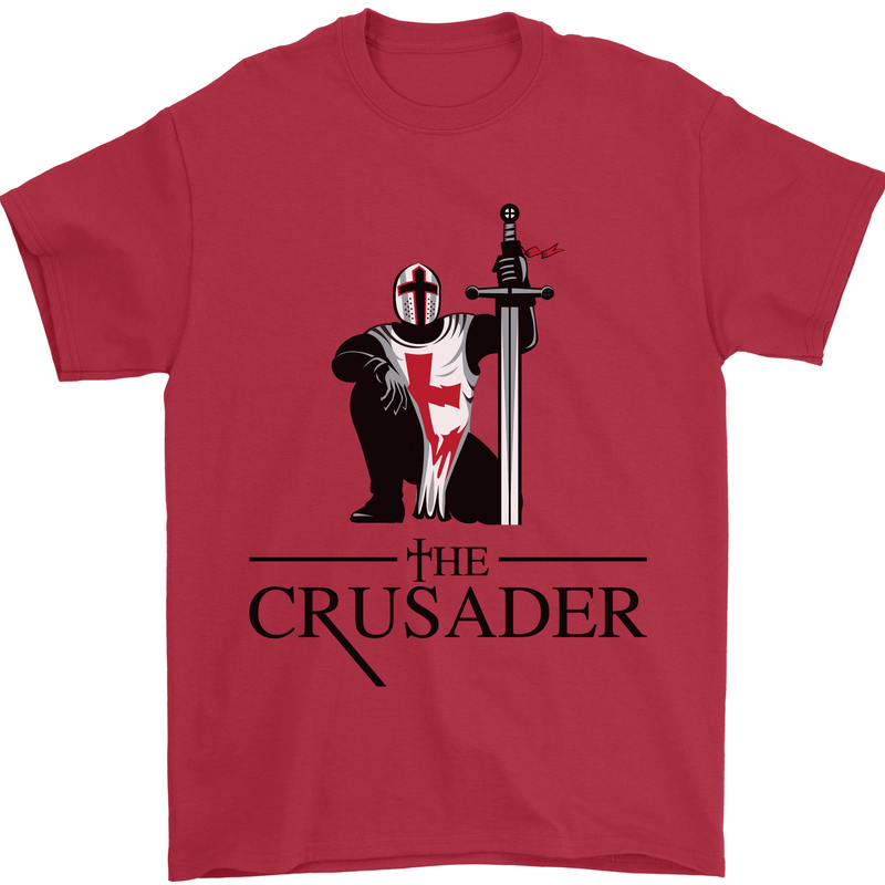 The Cusader Knights Templar St Georges Day Mens T-Shirt Cotton Gildan Red