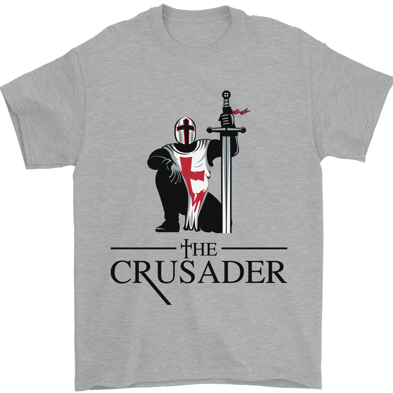 The Cusader Knights Templar St Georges Day Mens T-Shirt Cotton Gildan Sports Grey