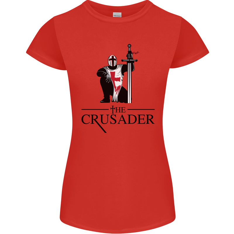 The Cusader Knights Templar St Georges Day Womens Petite Cut T-Shirt Red