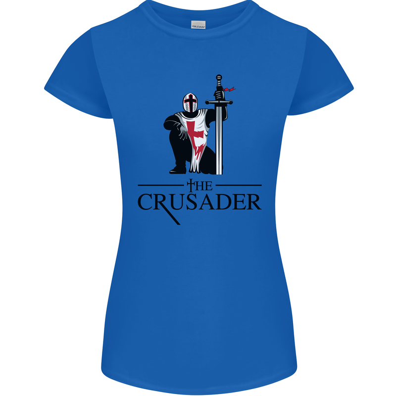 The Cusader Knights Templar St Georges Day Womens Petite Cut T-Shirt Royal Blue