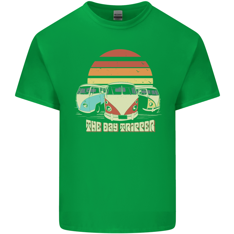 The Day Tripper Campervan Caravanning Mens Cotton T-Shirt Tee Top Irish Green