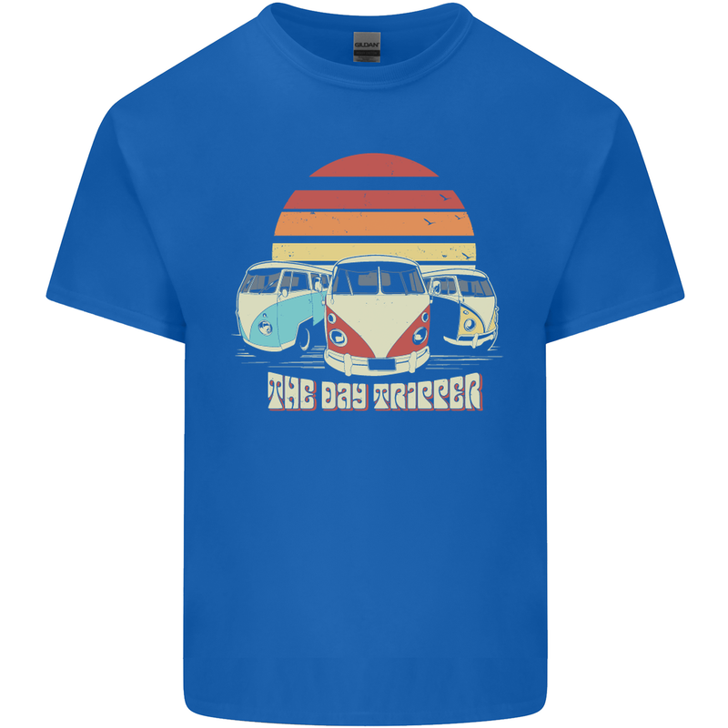 The Day Tripper Campervan Caravanning Mens Cotton T-Shirt Tee Top Royal Blue