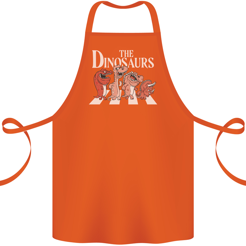 The Dinosaurs Funny T-Rex Music Parody Cotton Apron 100% Organic Orange