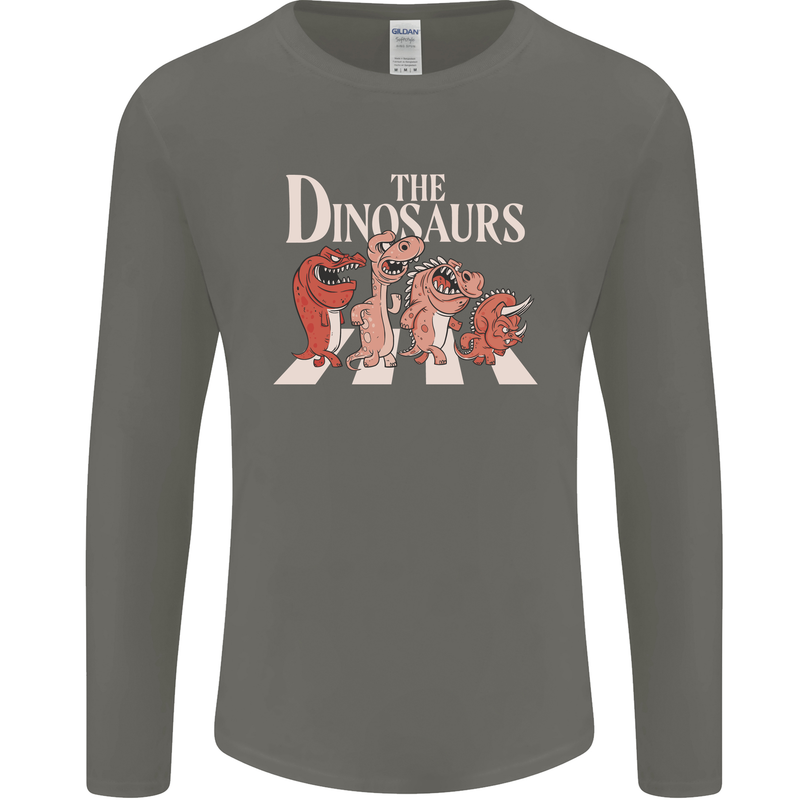 The Dinosaurs Funny T-Rex Music Parody Mens Long Sleeve T-Shirt Charcoal