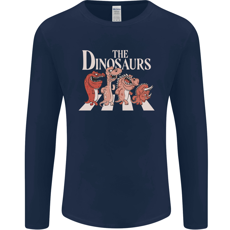 The Dinosaurs Funny T-Rex Music Parody Mens Long Sleeve T-Shirt Navy Blue