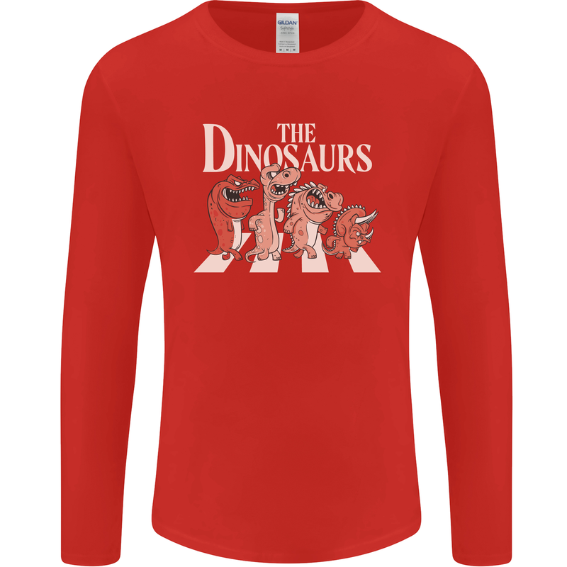The Dinosaurs Funny T-Rex Music Parody Mens Long Sleeve T-Shirt Red