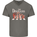 The Dinosaurs Funny T-Rex Music Parody Mens V-Neck Cotton T-Shirt Charcoal